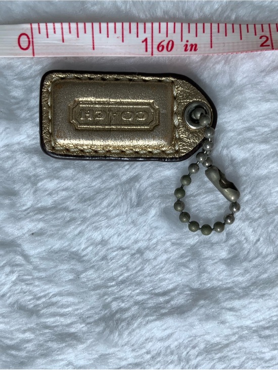 Coach Accessories - Coach Metallic Gold Leather Key Fob with Ball Chain